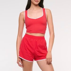 ABERCROMBIE & FITCH NWT YPB sprintTEK High Rise Red Lined Shorts Size M